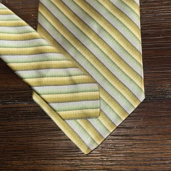 Ted Baker London Greens/Baby Blue Diagonal Stripe Silk Tie - Picture 3 of 5